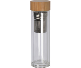 Bottiglia in vetro con coperchio in bambù, capacità 420 ml